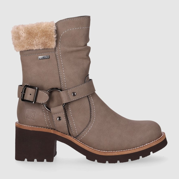 Botines de Piel - Taupe - Tacón: 5 cm