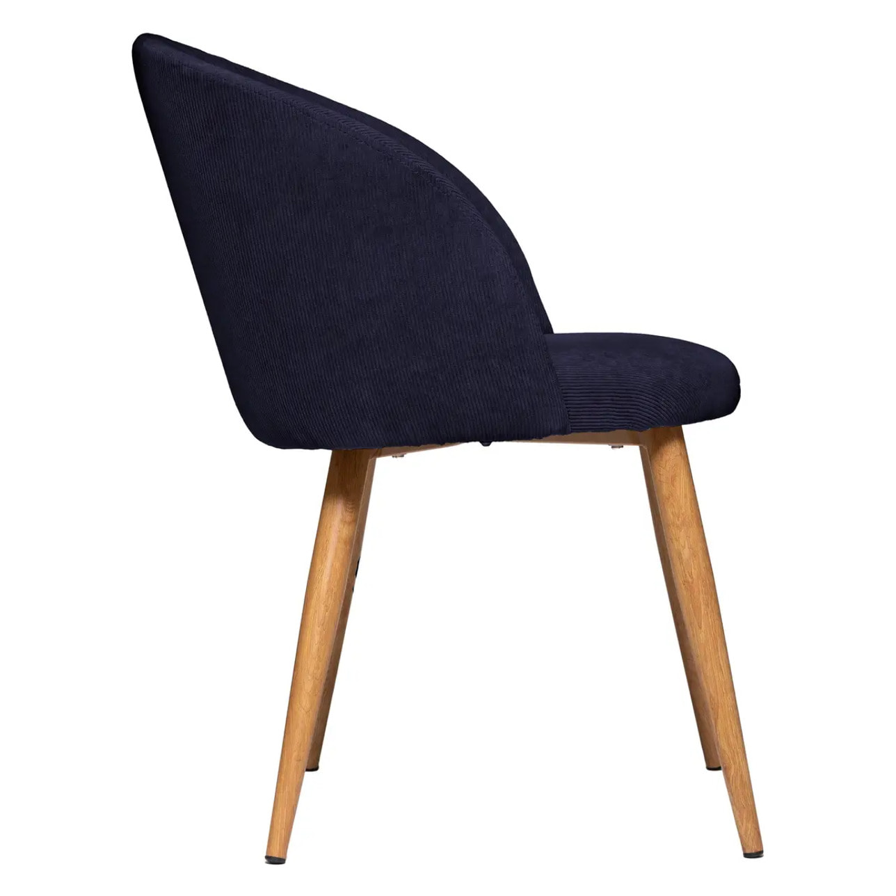 Fauteuil "Celeste" - bleu - velours côtelé - pieds métal imitation chêne