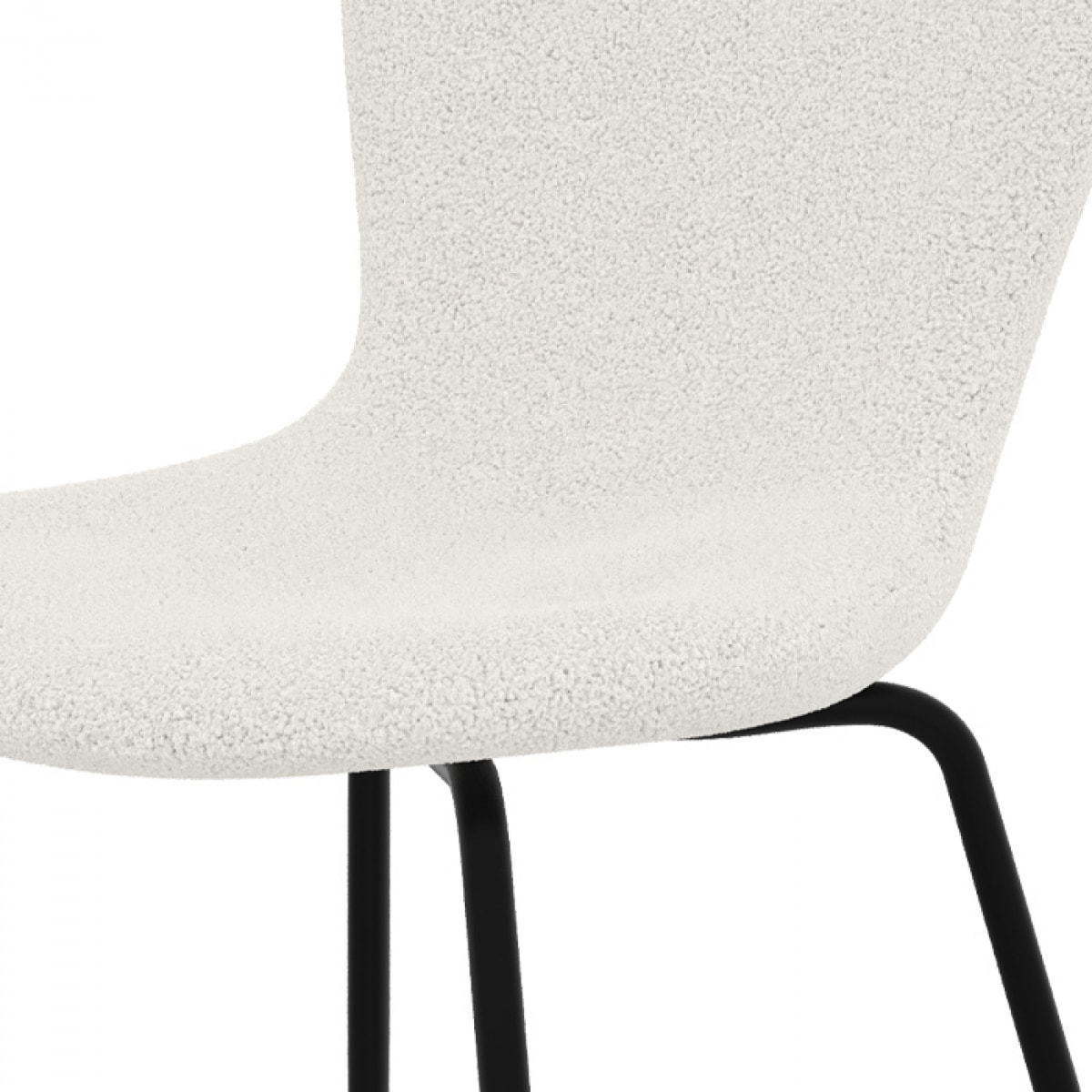Lot de 2 chaises effet laine bouclette blanche et pieds en métal - Koko
