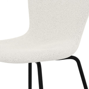 Lot de 2 chaises effet laine bouclette blanche et pieds en métal - Koko