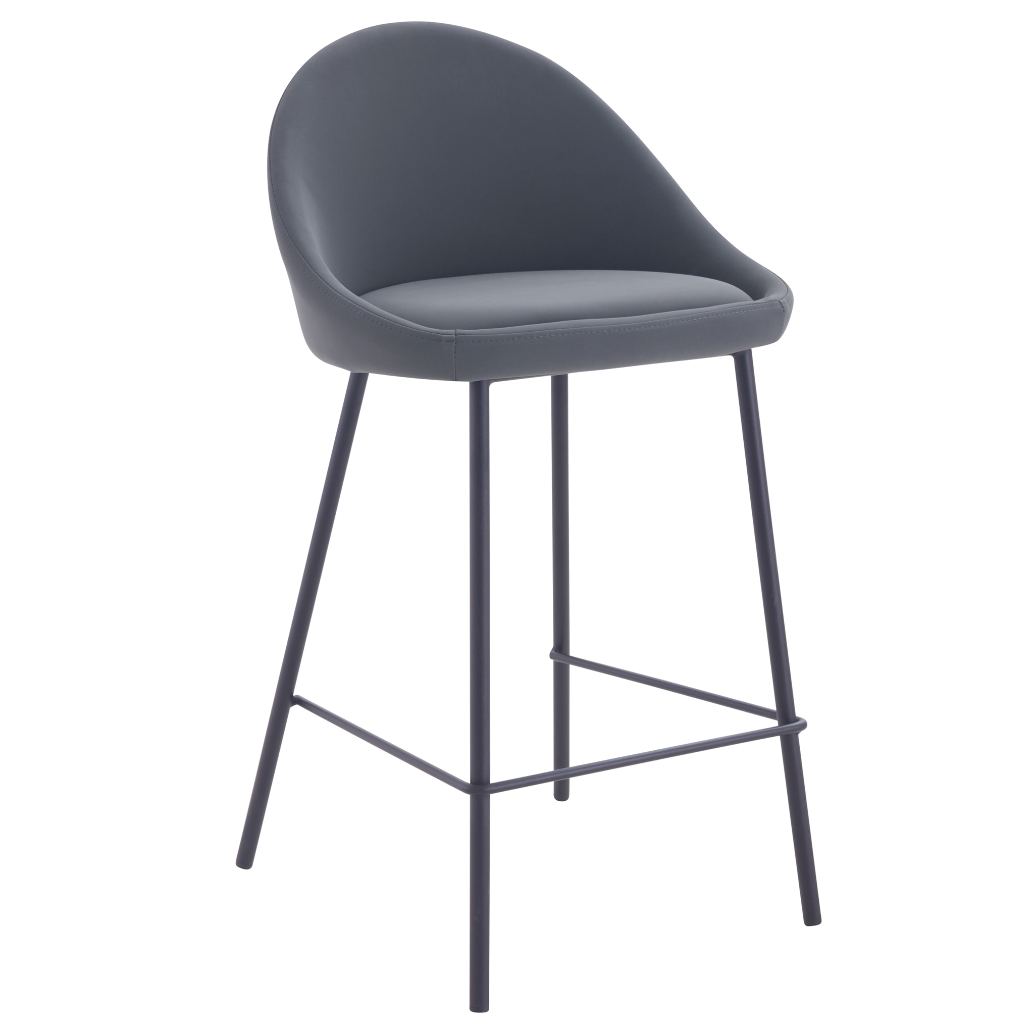 Lot de 2 chaises pour îlot central 65 cm en cuir synthétique gris - Misty