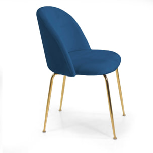 Sedia Sammi Vacchetti in velluto blu con struttura oro cm50x57h77,5