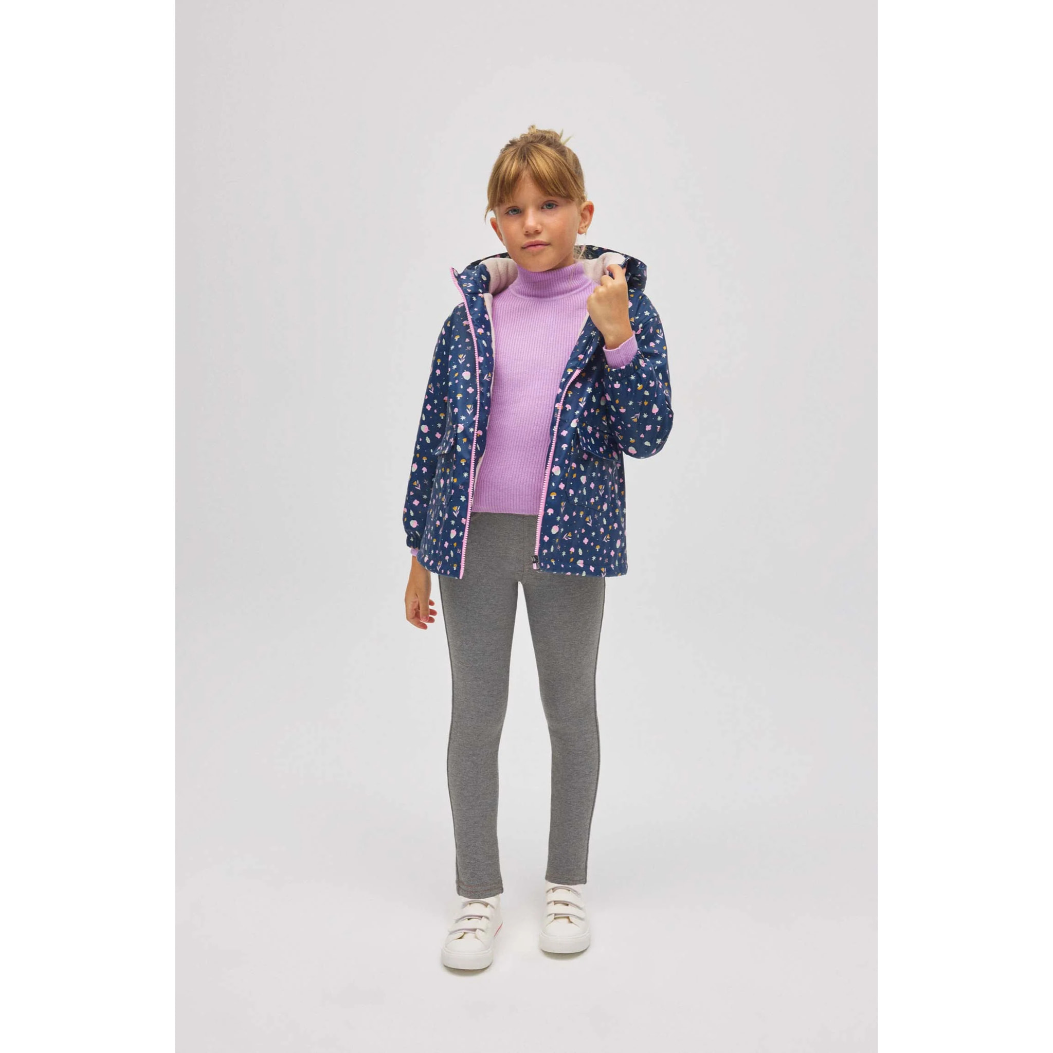 Leggings termici effetto denim grigio per bambine