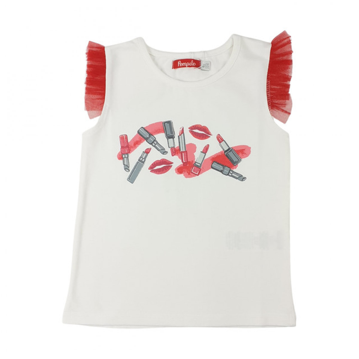 TSHIRT JERSEY BIANCO TULLE ROSSO