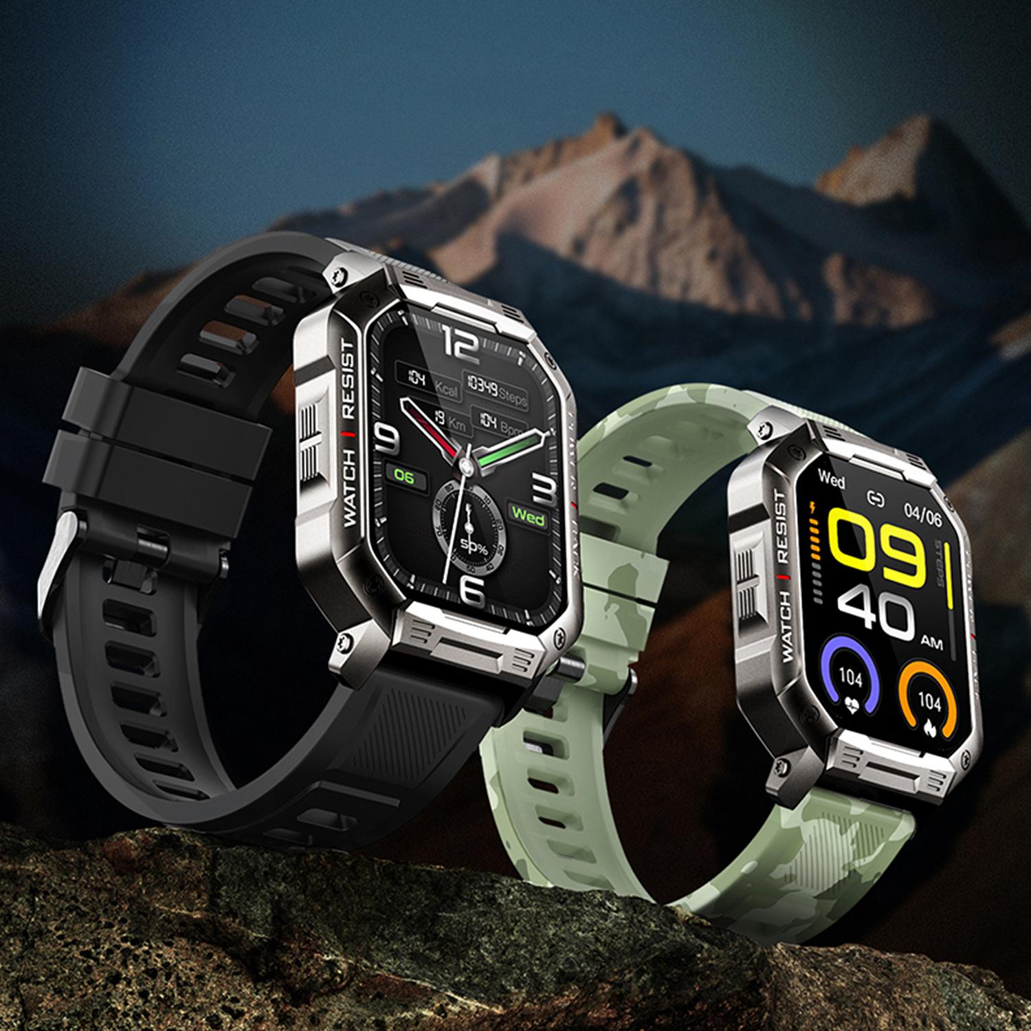 Smartwatch NX3 con modalità sport, frequenza cardiaca, pressione sanguigna e monitor O2. Batteria da 410 mAh.