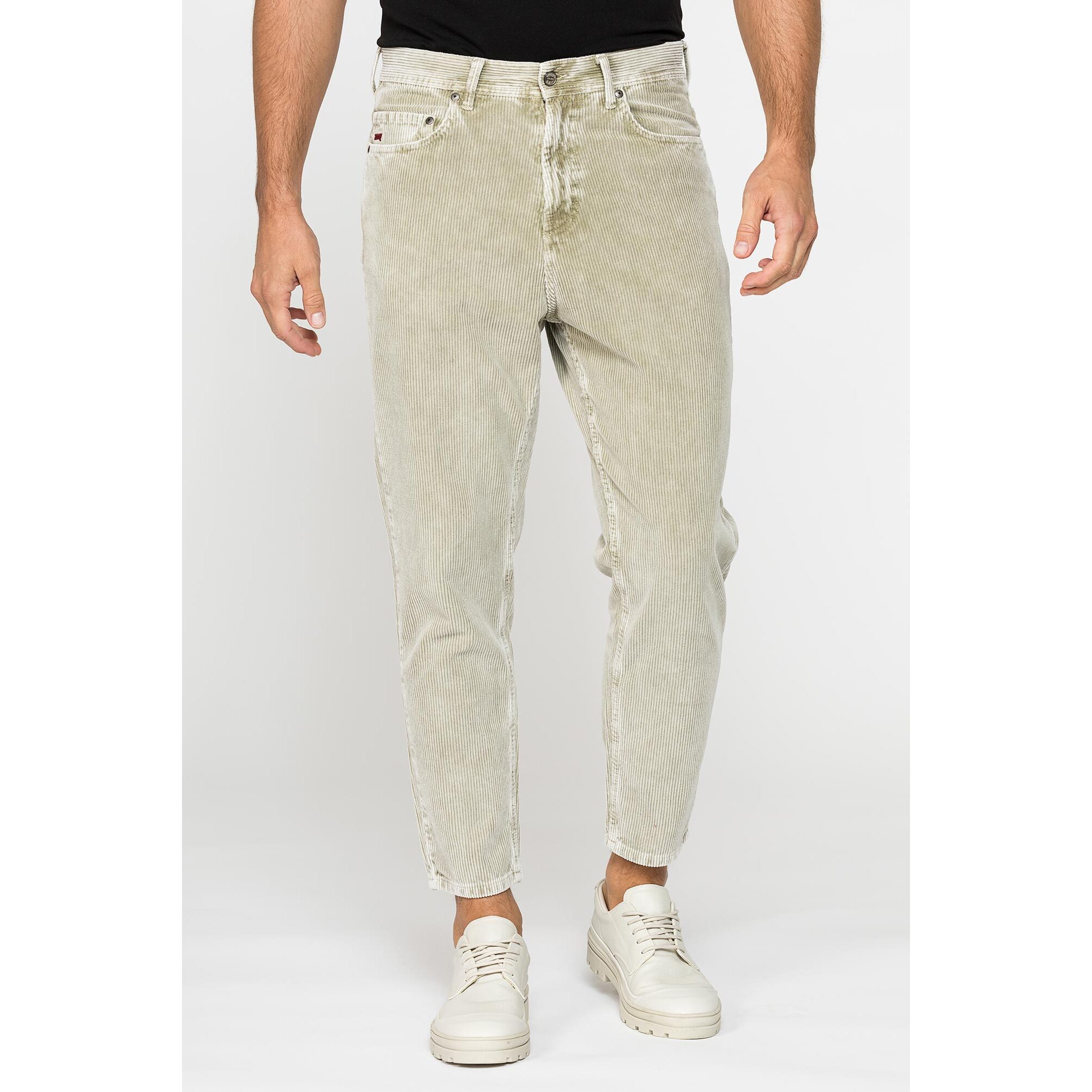 PANTALONE 5 TASCHE IN VELLUTO EFFETTO ACID WASH
