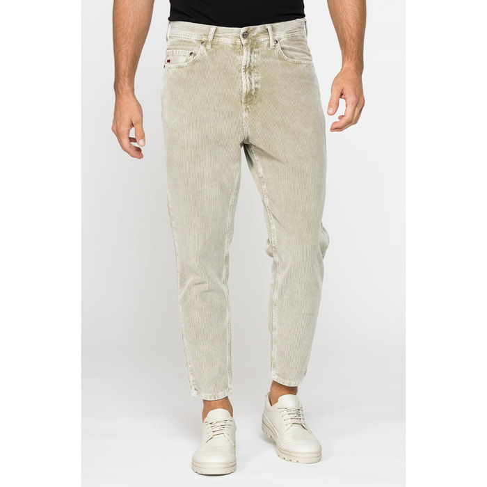 PANTALONE 5 TASCHE IN VELLUTO EFFETTO ACID WASH