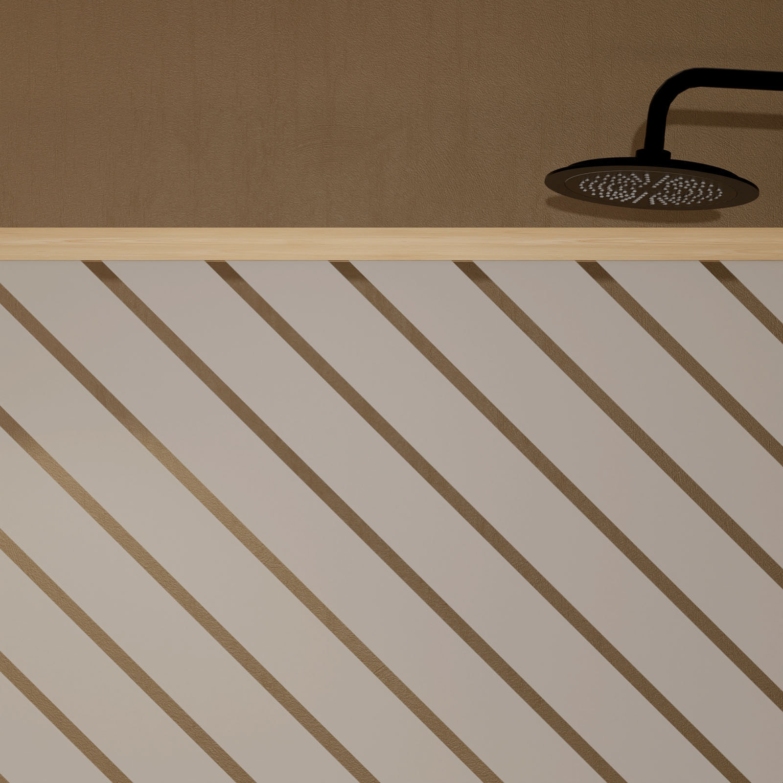 Paroi de douche 120x200 HINATA - Style Japandi Geometrique - Cadre Effet Bois - Verre 6mm