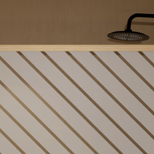 Paroi de douche 120x200 HINATA - Style Japandi Geometrique - Cadre Effet Bois - Verre 6mm
