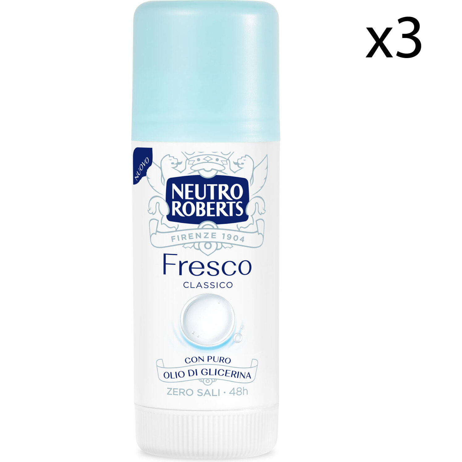 3x Neutro Roberts Deodorante Stick Fresco Donna Blu - 3 Flaconi da 40ml