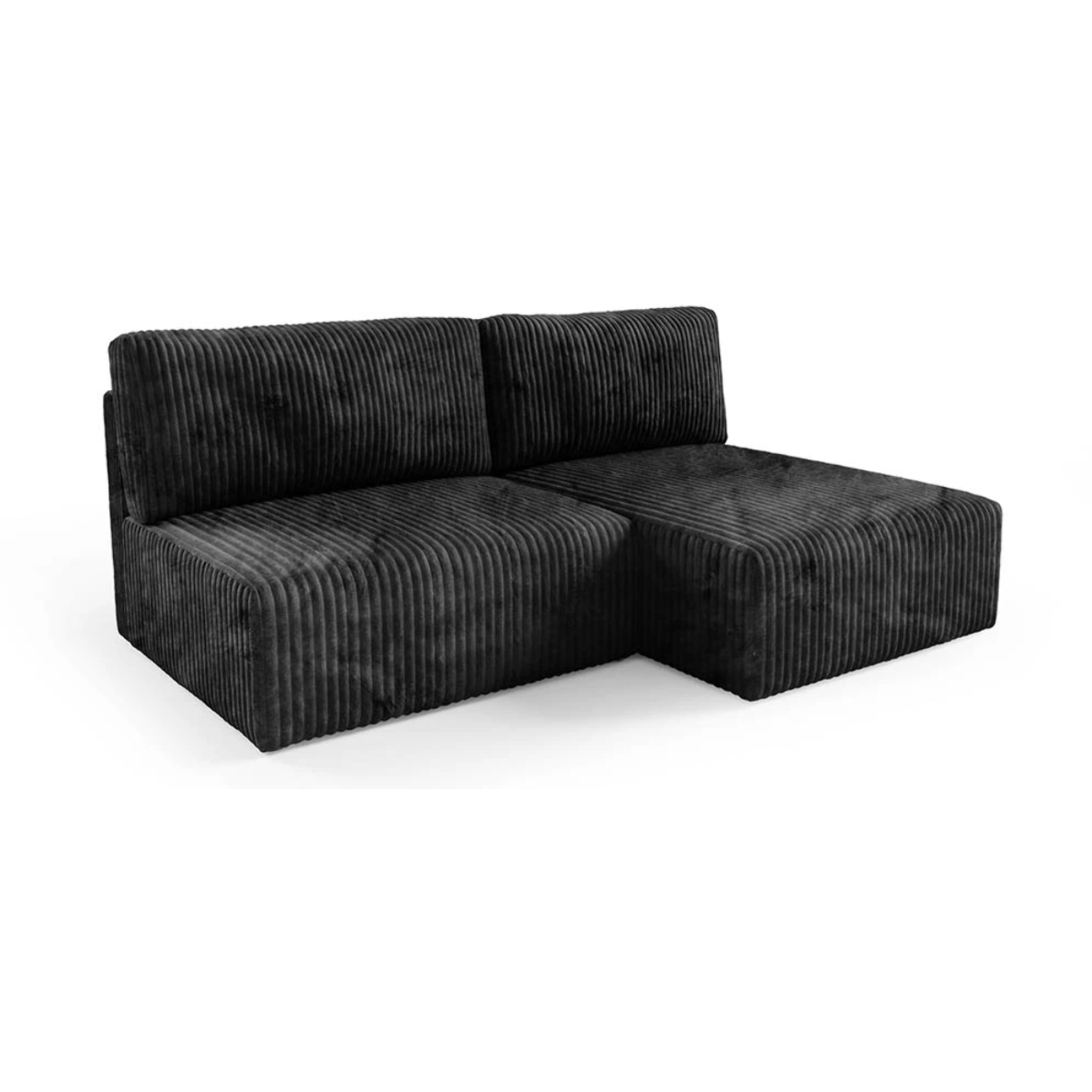 ELIOR - Canapé d'angle convertible modulable 4 places côtelé gris foncé