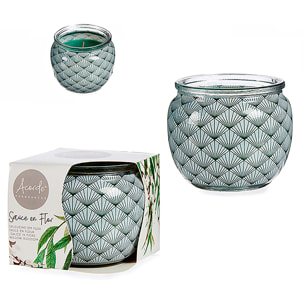 Candela profumata in barattolo di vetro profumo di salice in fiore.