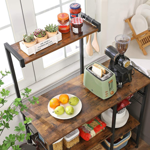 Scaffale cucina industriale alto con gancio e cassetto a rete 90x40x132 cm