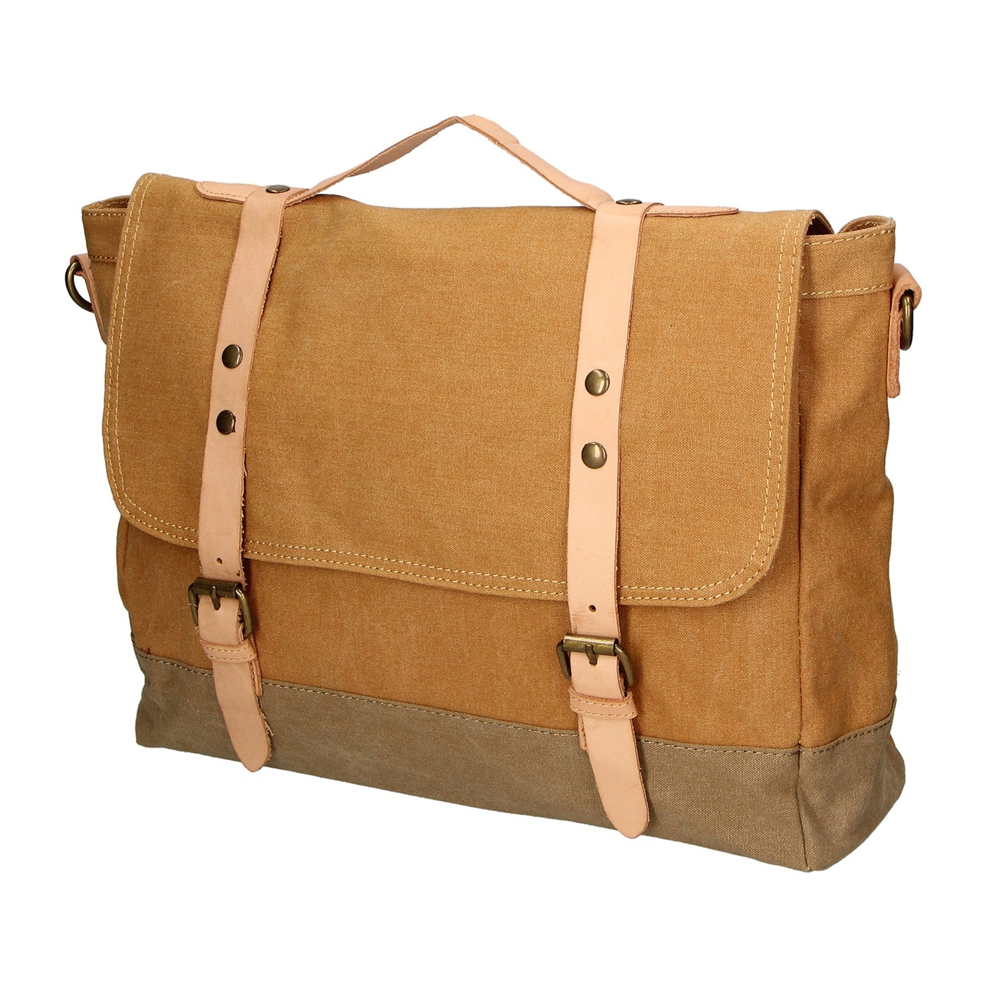 Borsa a mano unisex - Modello Minerva - Canvas e pelle - 30.0 x 40.0 x 12.0 cm
