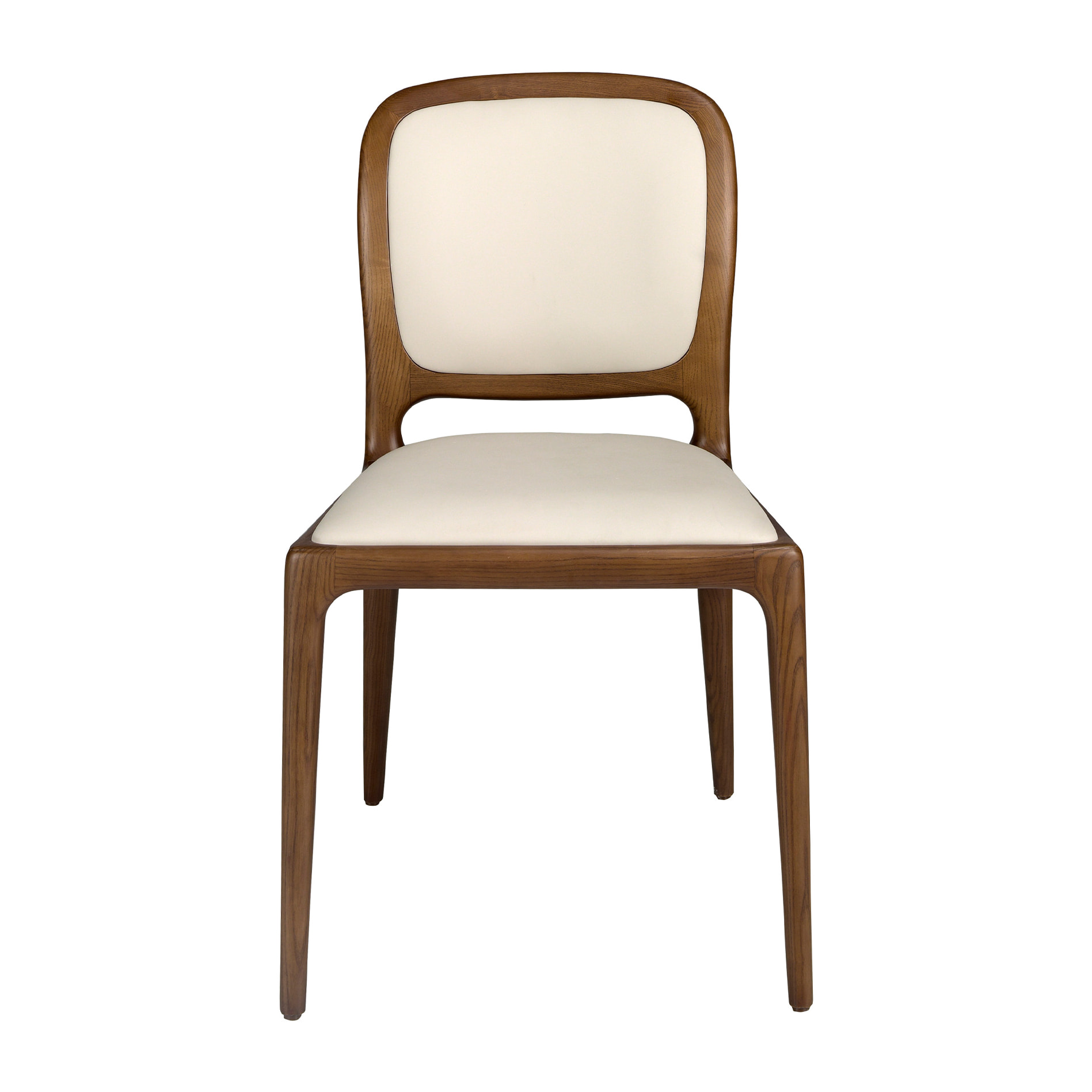 Silla tapizado en polipiel en crema patas de madera en nogal 51x58x87cm