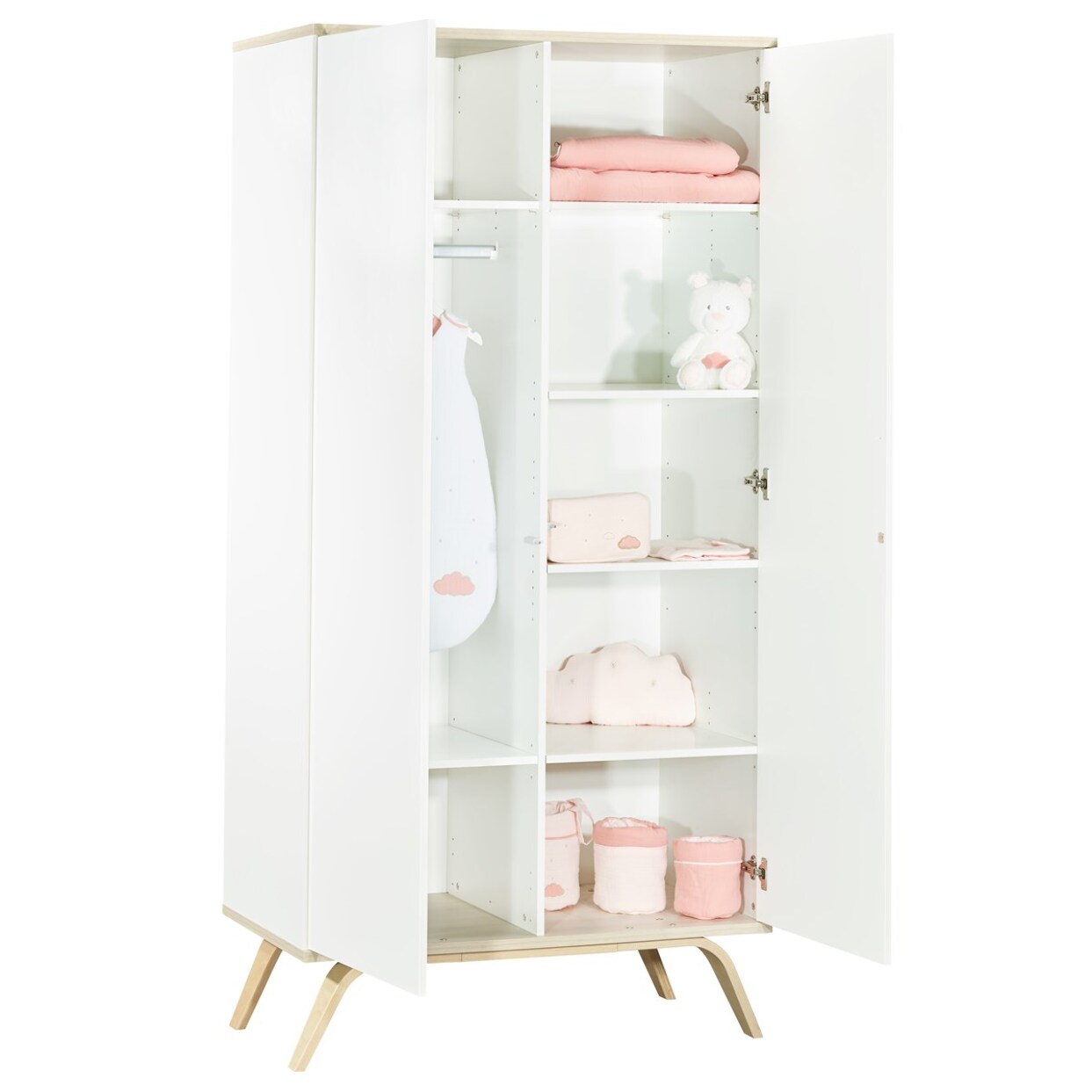 Armoire enfant 2 portes 209x102x56cm en bois blanc