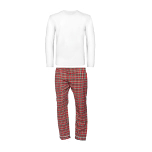 PIGIAMA UOMO flanella invernale scozzese rosso maglia bianca
