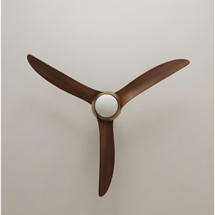 Forlight Helix Ventilador de Techo Silencioso con Luz LED. 5 Velocidades, Programable. Giro Inverso. Acero Marrón Madera