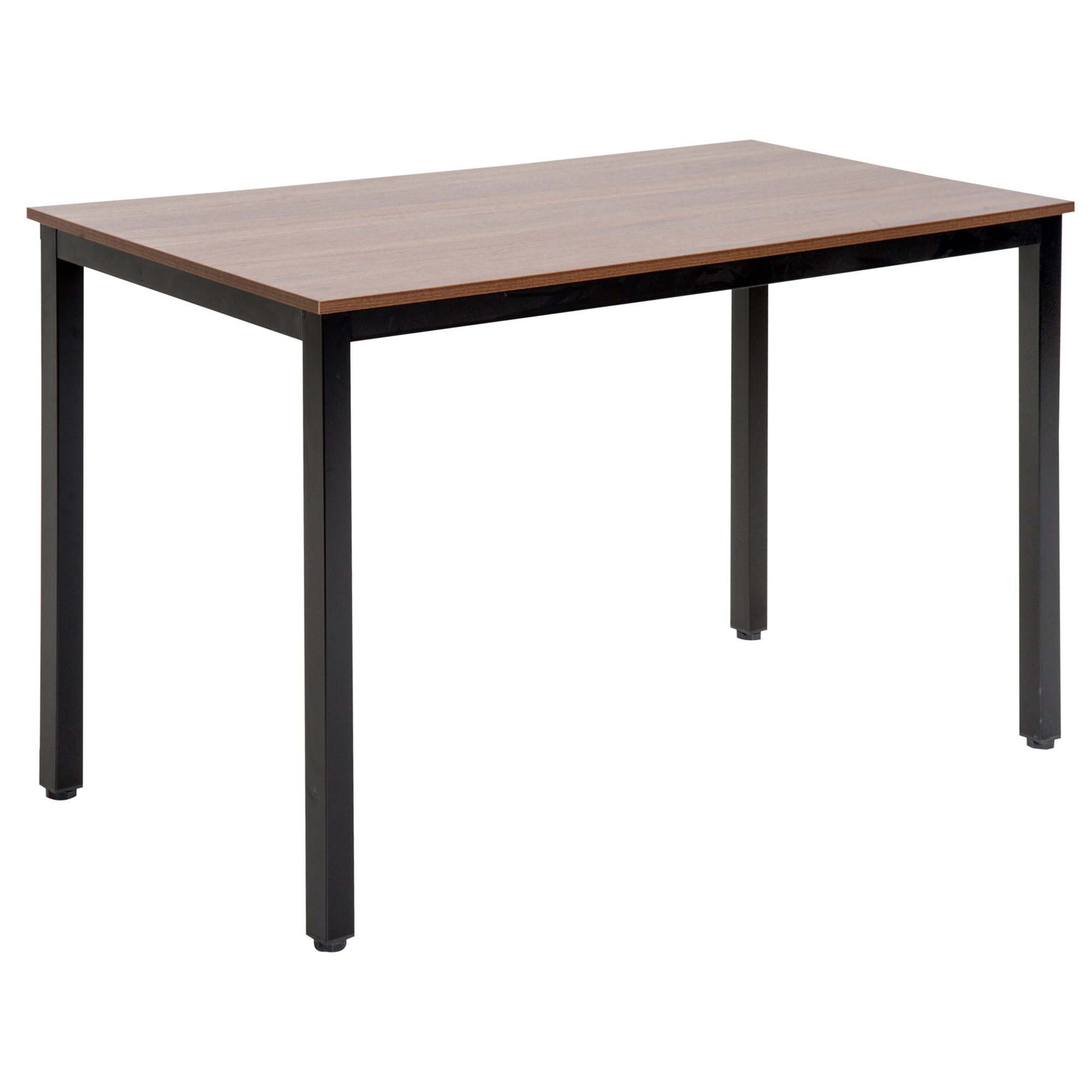 Table bureau informatique grand plateau 120L x 60l x 74H cm panneaux particules noyer métal noir