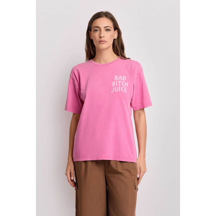 Kocca - T-shirt in cotone con stampa colorata Donna, Tinta unita, Girocollo