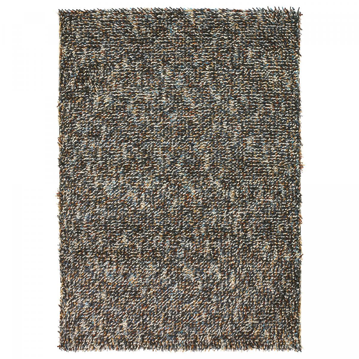 Tapis shaggy tissé en laine motif faux uni RABI