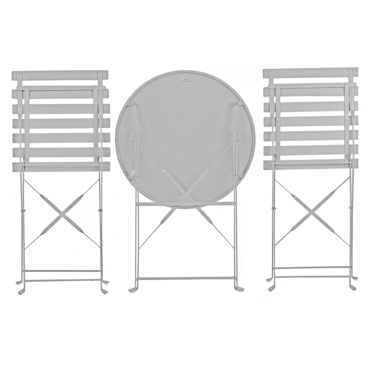 Set balcone con sedie e tavolino in acciaio pieghevoli Dalia grigio