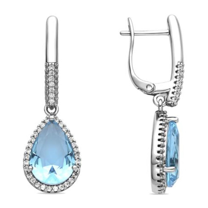 Pendientes con Circonita Aguamarina acabado plata