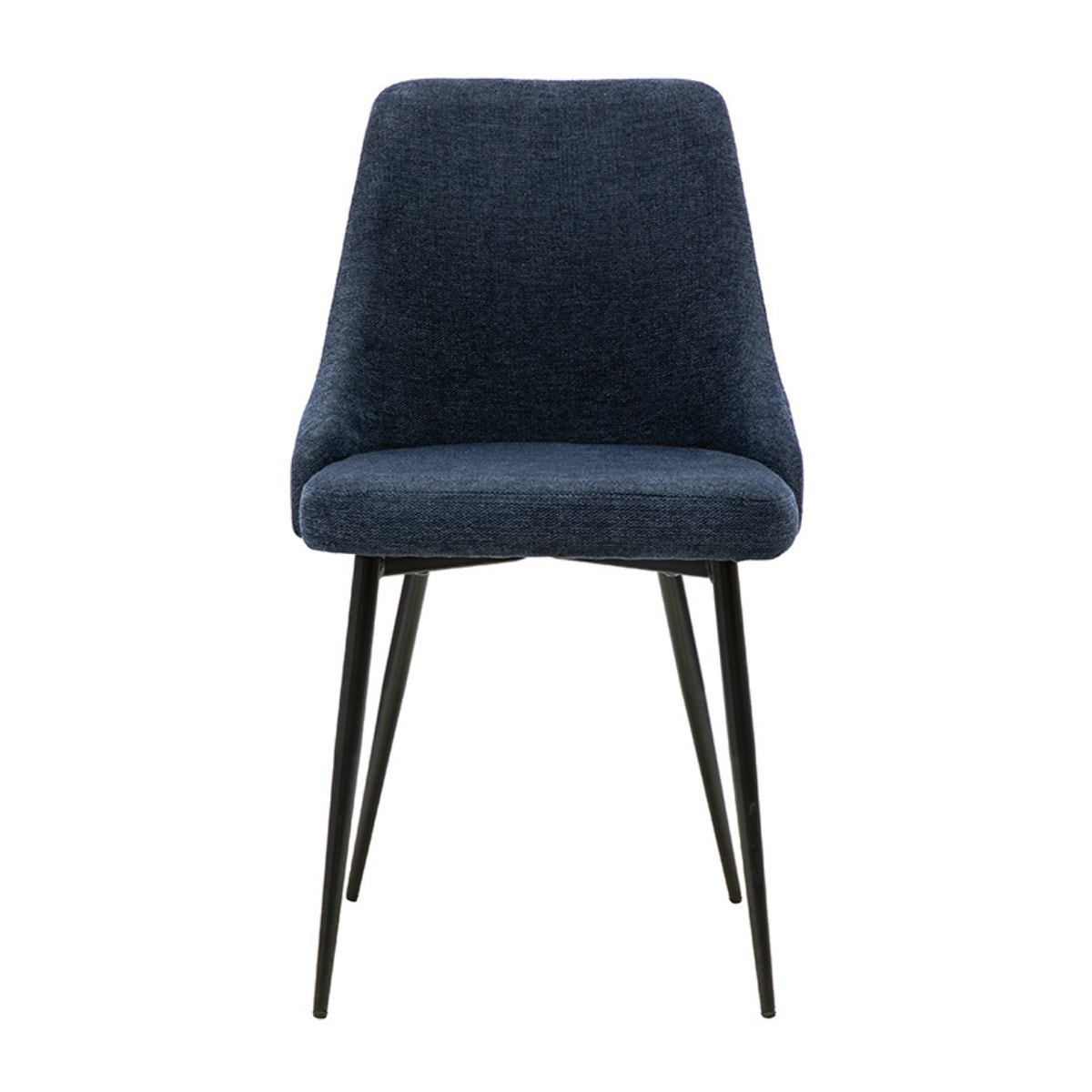 Chaises design en tissu effet velours texturé bleu foncé et métal noir (lot de 2) CULT