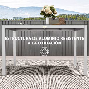 Mesa de Comedor de Jardín Rectangular Mesa de Terraza Exterior 120x90x72 cm con Estructura de Aluminio Imitación Madera y Encimera de Listones Carga 50 kg para Patio Balcón Negro