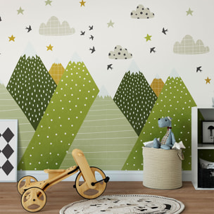 Stickers muraux enfants - Décoration chambre bébé - Autocollant Sticker mural géant enfant montagnes scandinaves HELKA