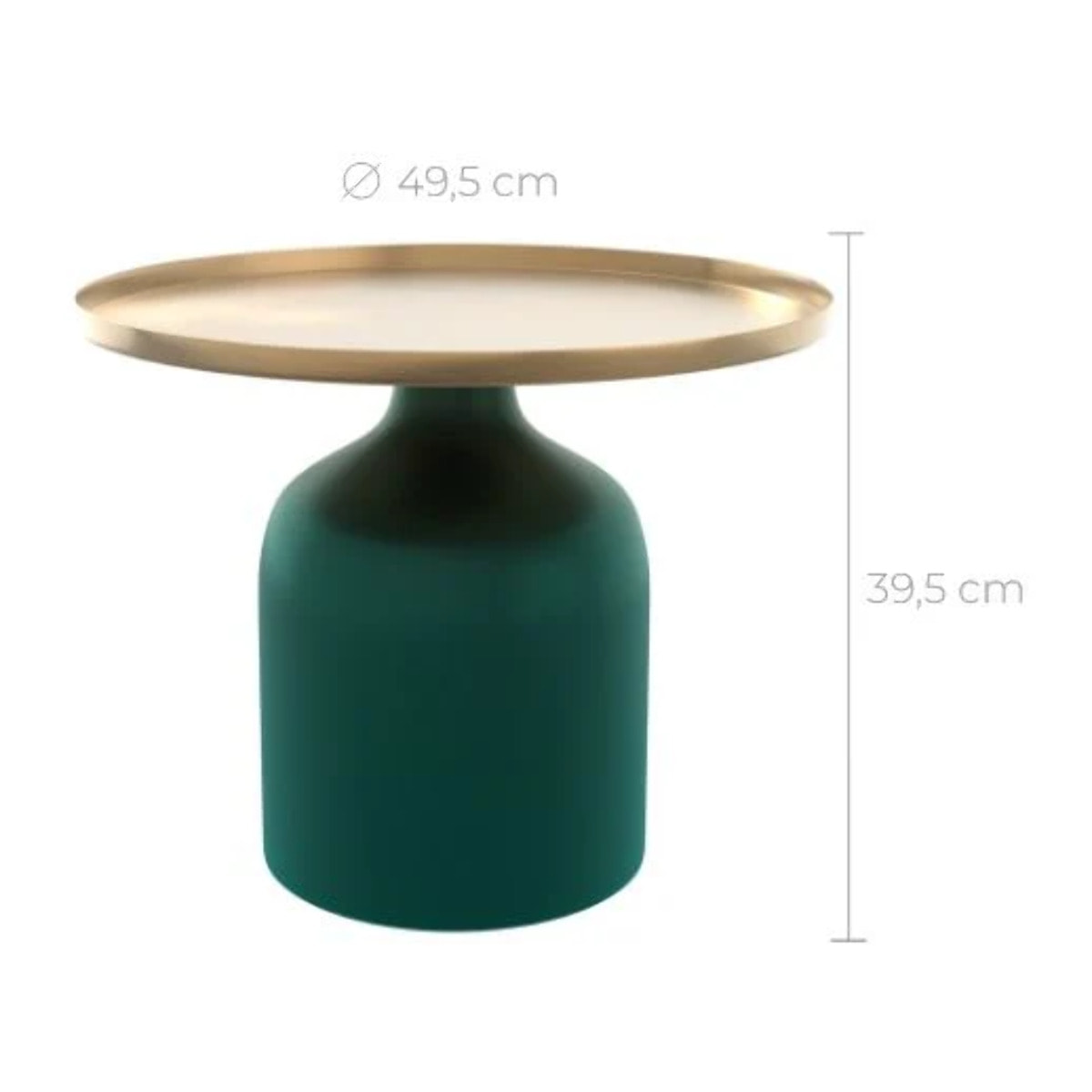 Table d'appoint ronde en métal vert et laiton D49 cm - Lyne
