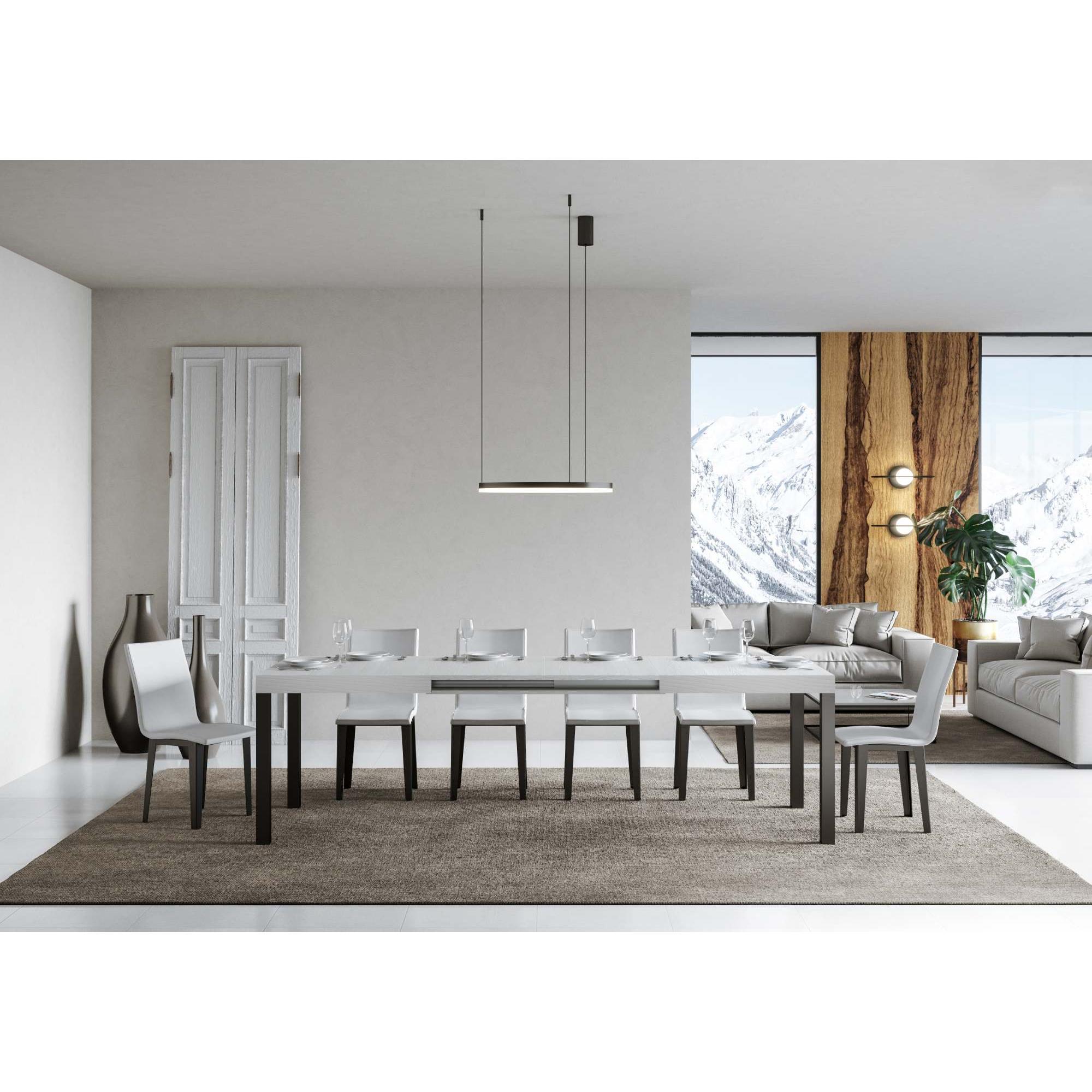 Tavolo allungabile 90x130/390 cm Everyday Bianco Frassino telaio Antracite