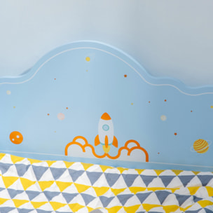 ZONEKIZ Cama para Niños de 3-6 Años 143x74x59 cm Cama Infantil de Madera con Barreras de Protección Carga Máx. 80 kg Mueble de Dormitorio Moderno Azul