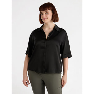 Fiorella Rubino - Camicia in raso stretch - Nero