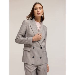 Motivi - Chaqueta estructurada cruzada a rayas - Gris