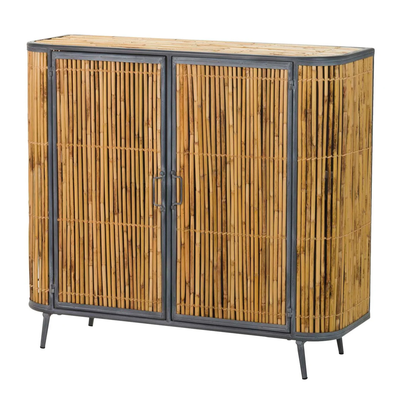 Aparador Metal Bambu Azul Marron 100x34x91 Cm