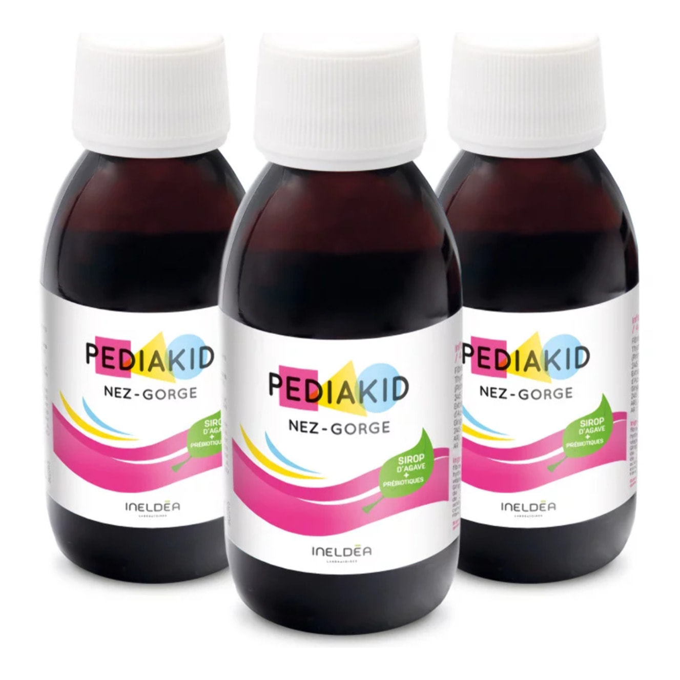 PEDIAKID - Sirop Nez-Gorge - Complément Alimentaire Naturel - Formule Exclusive au Sirop d'Agave - Confort Respiratoires - Arôme Naturel Miel-Citron - Lot de 3 sirops de 125ml