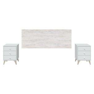 Testiera letto Wallis, Spalliera, Testata per camera da letto, Poggiatesta, 160x3 h60 cm, Bianco e Bianco anticato