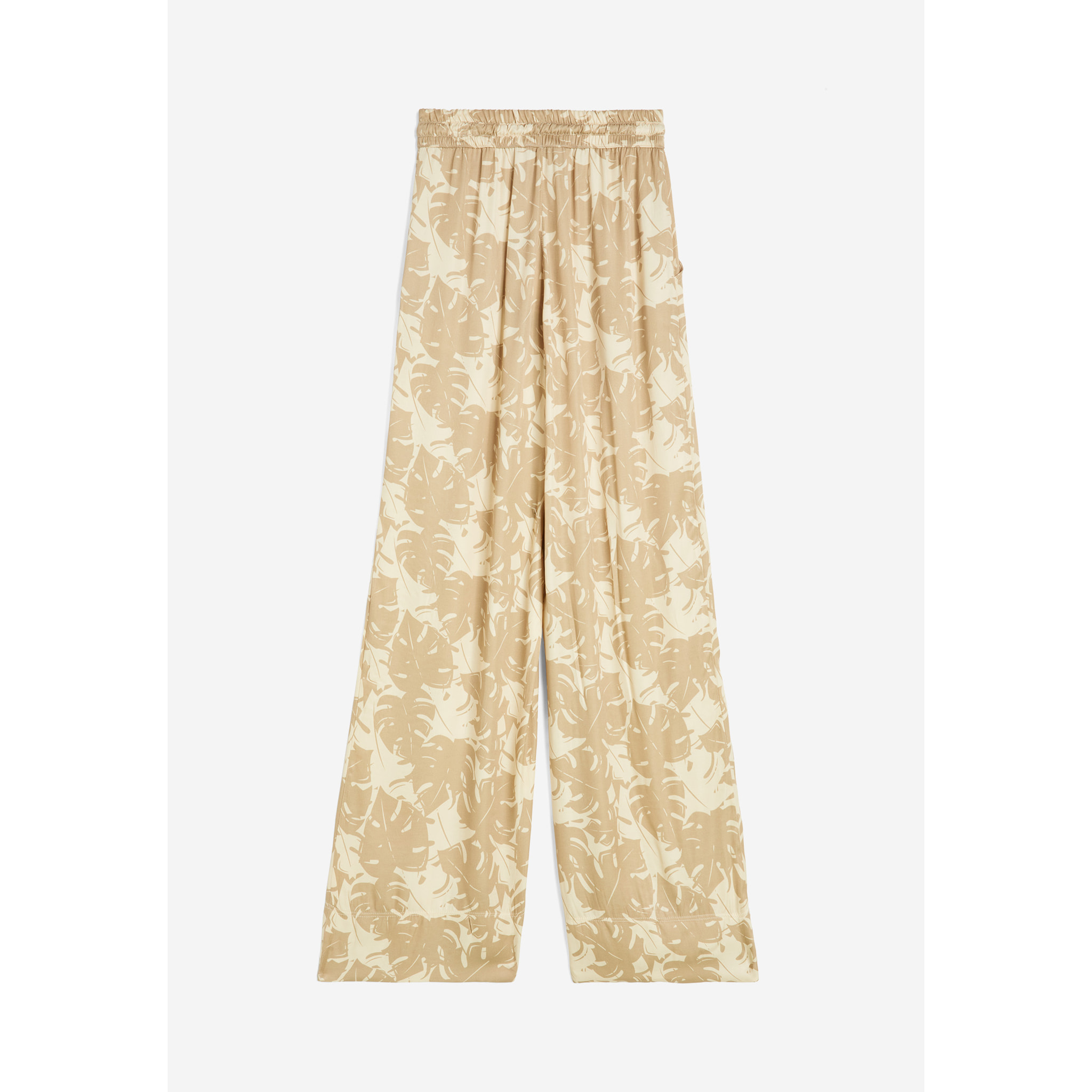 Pantaloni culotte gamba ampia in viscosa stampa tropical