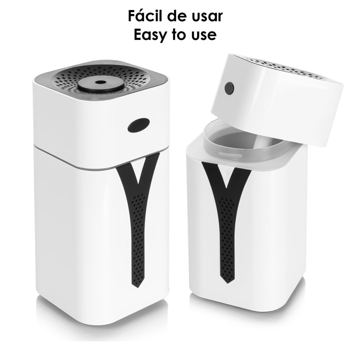 Umidificatore KST08 da 420ml con luce LED multicolore ambientale. Funzione di sterilizzazione, compatibile con idroalcol. 2 intensità di nebulizzazione.