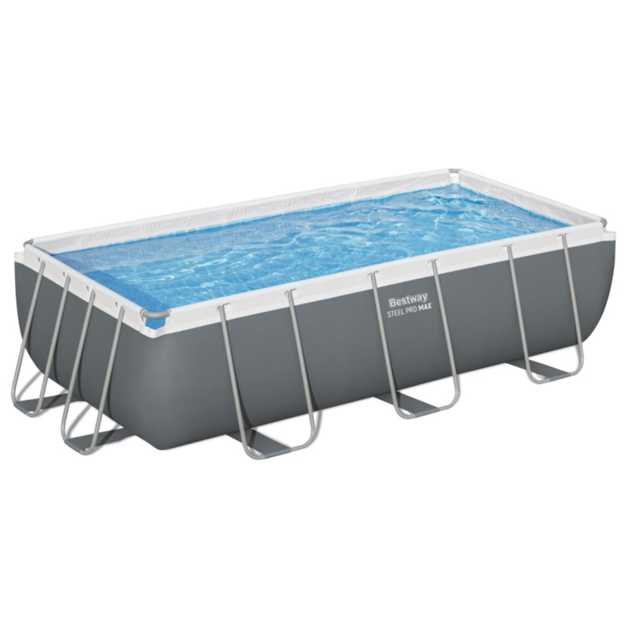 Bestway Piscine hors sol - Rectangulaire - Power Steel - Gris clair - 404 x 201 x 100 cm