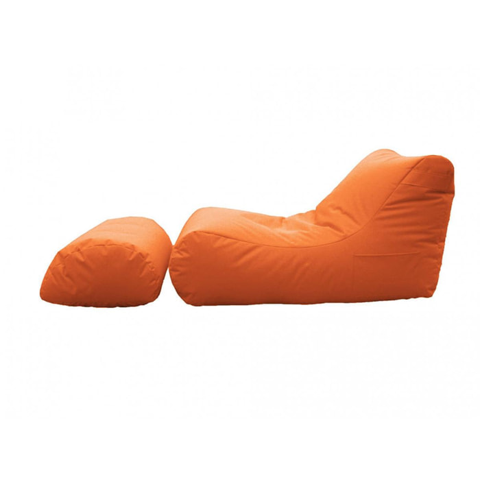 Chaise Longue moderna da soggiorno, Made in Italy, Poltrona con poggiapiedi in Nylon, Pouf imbottito per camera da letto, cm 120x80h60, colore Arancio