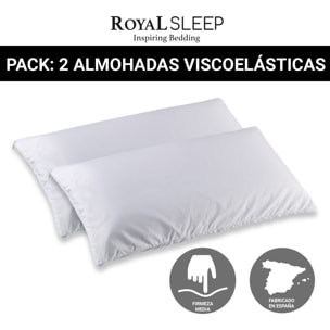 Pack 2 Almohadas Viscoelásticas Firmeza Media Adaptabilidad Total Fabricadas en España · ROYAL SLEEP