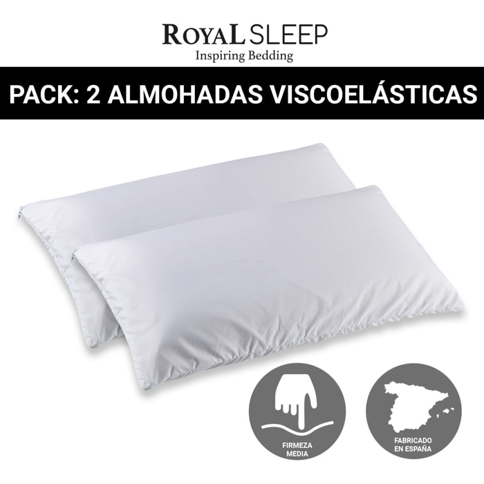 Pack 2 Almohadas Viscoelásticas Firmeza Media Adaptabilidad Total Fabricadas en España · ROYAL SLEEP