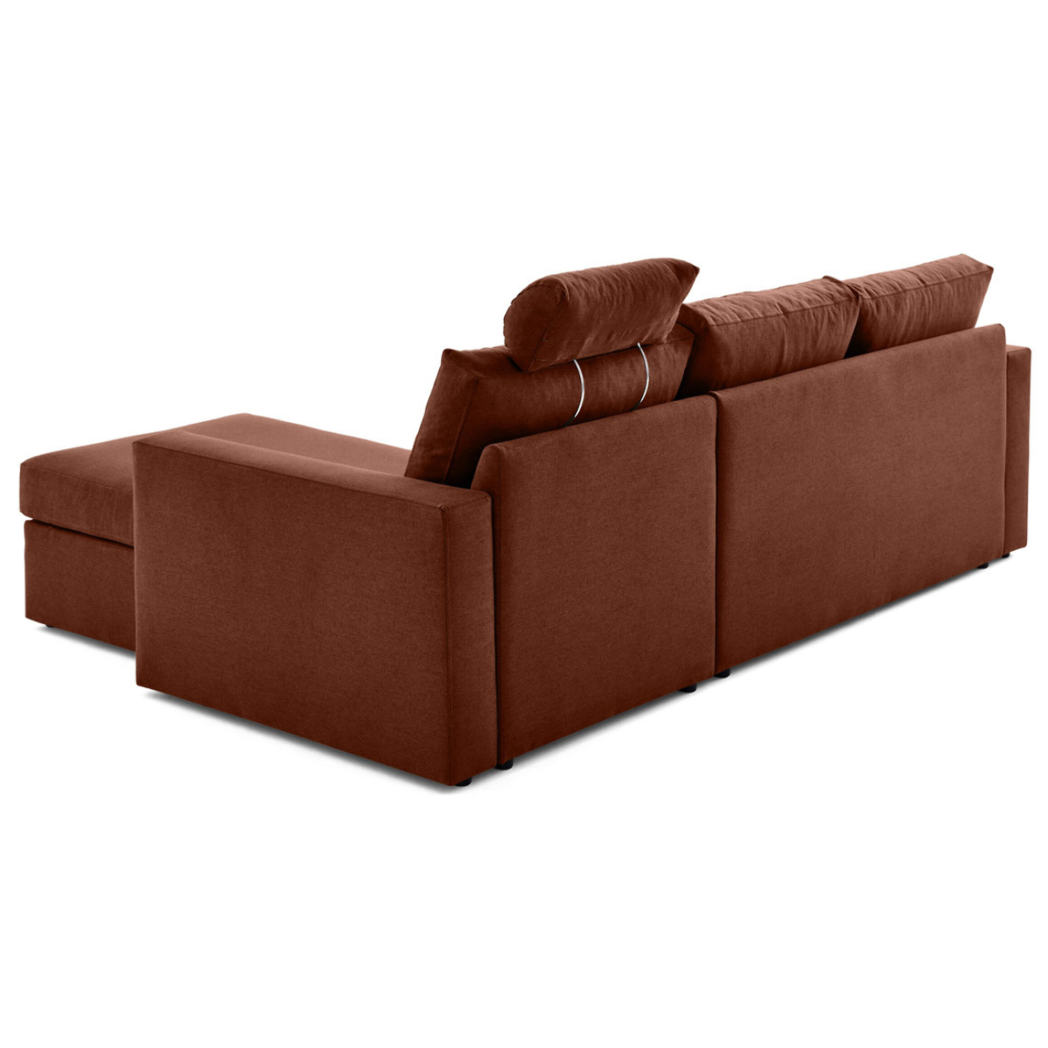 Barrie - canapé d'angle réversible 4 places avec têtière amovible en tissu - Terracotta