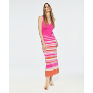 Abito Midi a Righe in Maglia