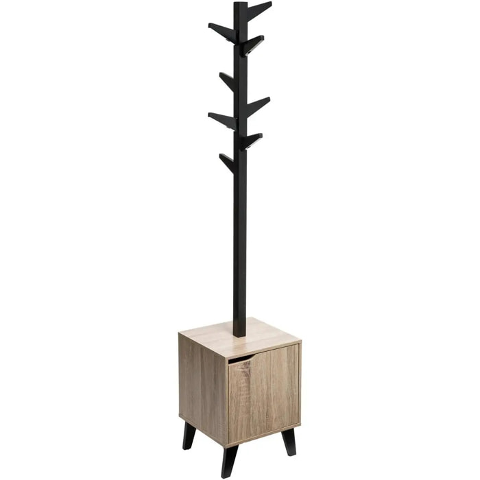 Porte-manteaux effet chêne naturel "Ceda" noir