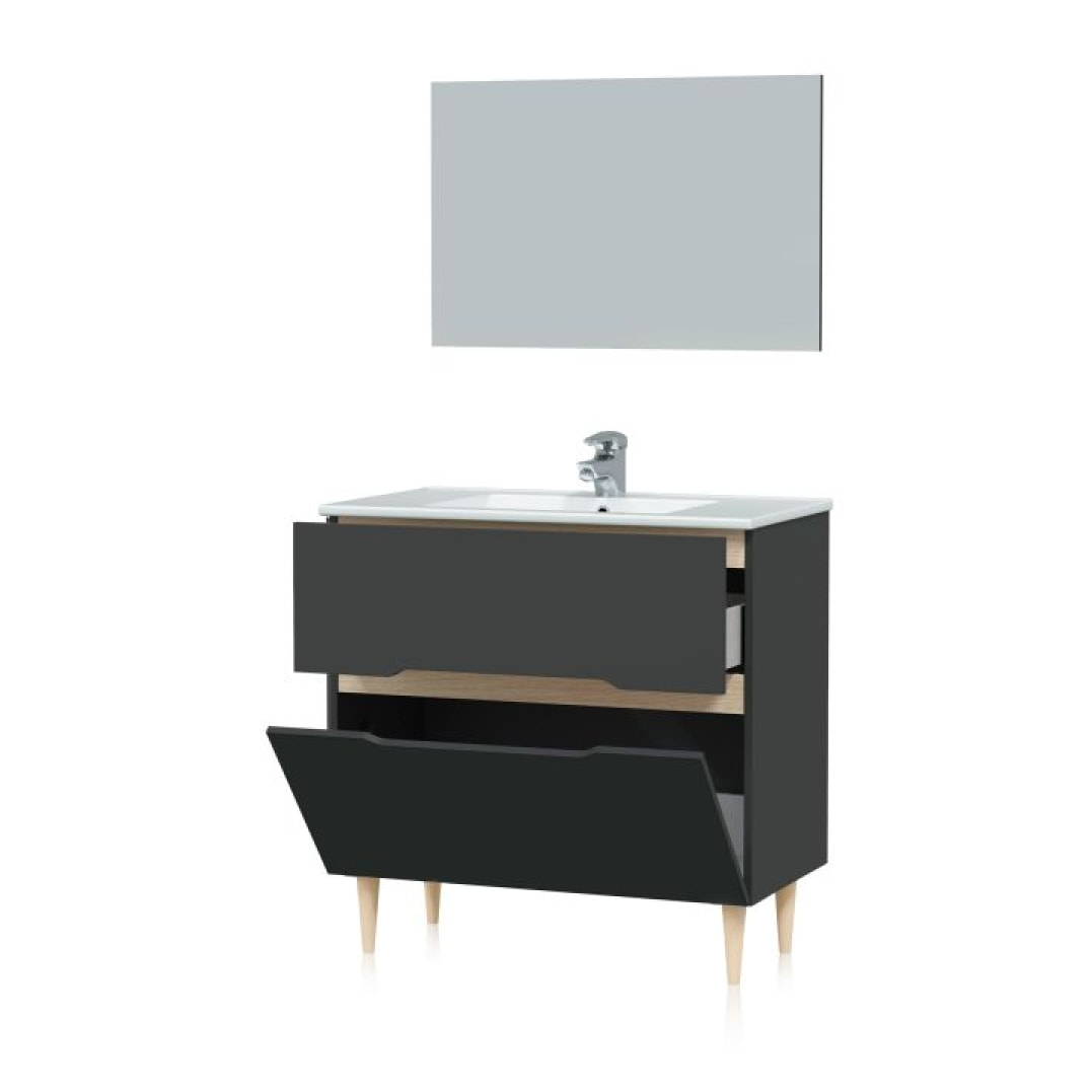 Mueble de baño Opera 80 Antracita - Roble