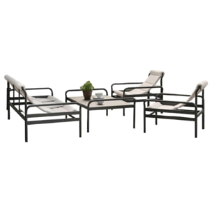 Salon de jardin en aluminium gris ardoise (4 pièces) OSLO