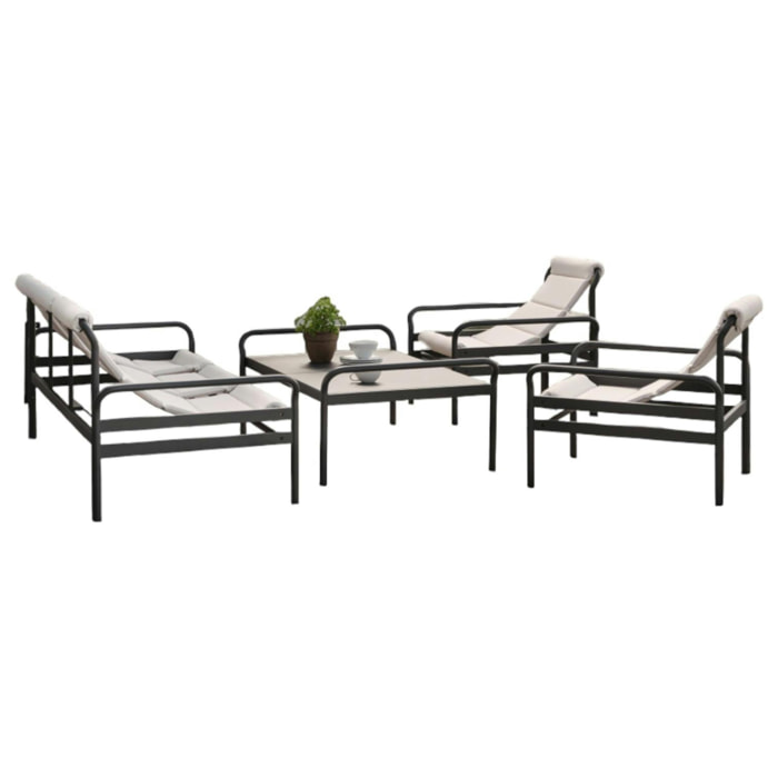 Salon de jardin en aluminium gris ardoise (4 pièces) OSLO